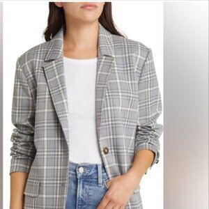 NWT Treasure & Bond Oversized Women's Blazer Jacket - Size Small - Grey & White